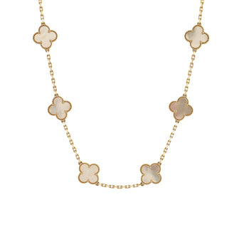 Van Cleef & Arpels Vintage Alhambra 10 Motifs Necklace 18K Yellow Gold and Mother of Pearl