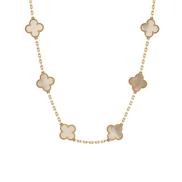 Van Cleef & Arpels Vintage Alhambra 10 Motifs Necklace 18K Yellow Gold and Mother of Pearl