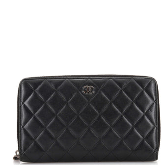 Chanel Zip Around Organizer Wallet Quilted Lambskin Large