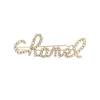 Chanel Swirling Logo Hair Clip Metal with Crystals and Faux Pearls