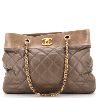 Chanel Soft Elegance Tote Quilted Distressed Calfskin Large