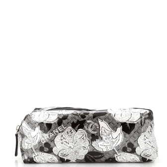 Chanel Camellia Cosmetic Pouch Printed Coated Canvas Medium