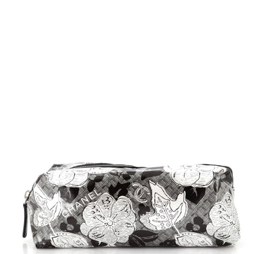 Chanel Camellia Cosmetic Pouch Printed Coated Canvas Medium