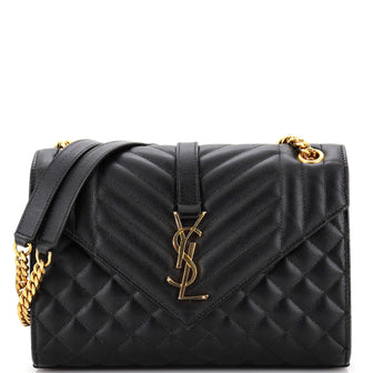 Saint Laurent Classic Monogram Envelope Satchel Mixed Matelasse Leather Medium