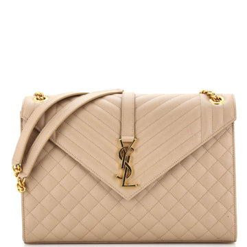 Saint Laurent Classic Monogram Envelope Satchel Mixed Matelasse Leather Large