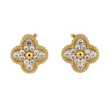 Van Cleef & Arpels Vintage Alhambra Earrings 18K Yellow Gold with Diamonds