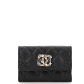 Chanel Textured CC Flap Card Case Quilted Caviar