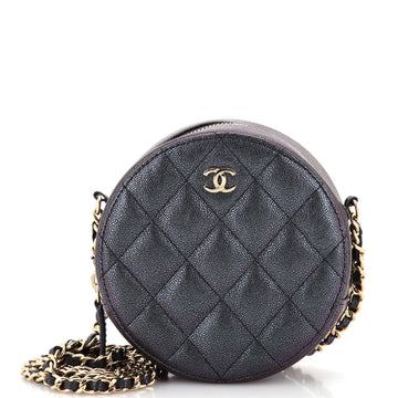 Chanel Round Clutch with Chain Quilted Iridescent Caviar Mini