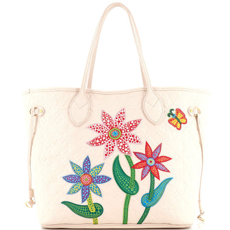 Louis Vuitton Neverfull NM Tote Yayoi Kusama Flowers Monogram Empreinte Leather MM