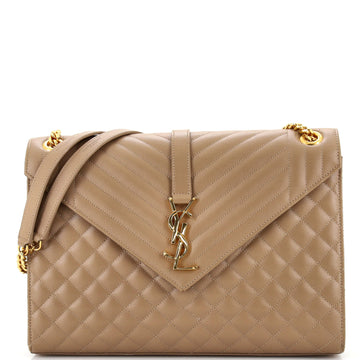 Saint Laurent Classic Monogram Envelope Satchel Mixed Matelasse Leather Large