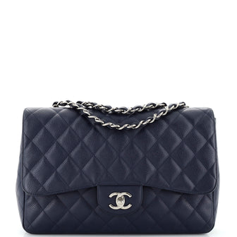 Chanel Classic Single Flap Bag Quilted Caviar Jumbo