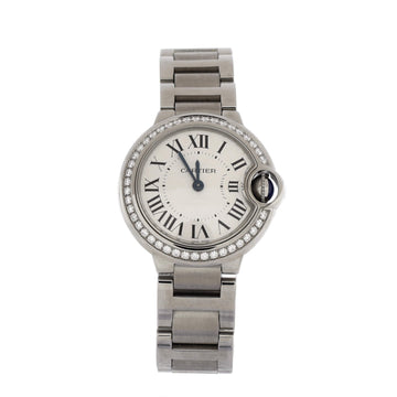 Cartier Ballon Bleu de Cartier Quartz Watch Stainless Steel with Diamond Bezel 28