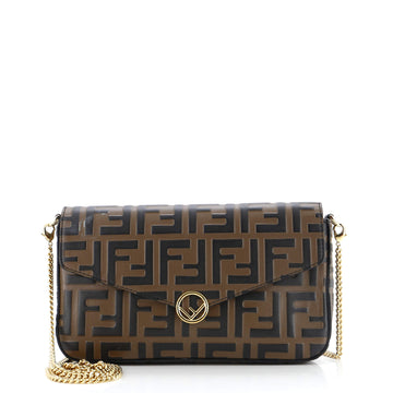 Fendi F is Fendi Envelope Clutch on Chain Zucca Embossed Leather
