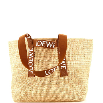 Loewe Fold Logo Strap Tote Raffia Large