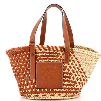 Loewe Basket Tote Woven Raffia with Leather