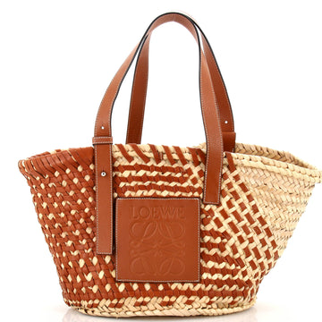 Loewe Basket Tote Woven Raffia with Leather