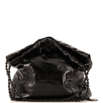 Chanel So Black 22 Chain Hobo Quilted Calfskin Small