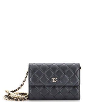 Chanel Pearl My Shoulder French Wallet on Chain Quilted Lambskin Mini