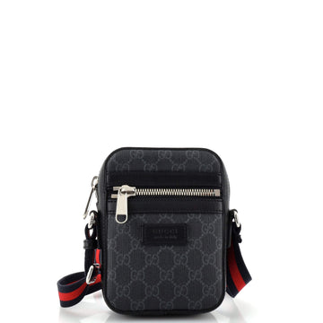Gucci Web Strap Front Zip Messenger Bag GG Coated Canvas Mini