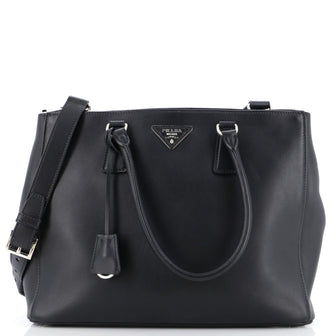 Prada Galleria Double Zip Tote City Calfskin Medium