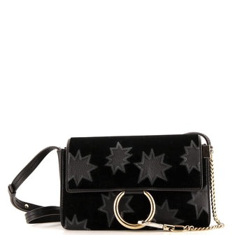 Chloe Faye Shoulder Bag Patchwork Leather and Velvet Small