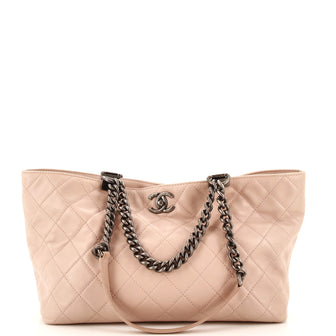 Chanel Shopping In Chains Tote Quilted Calfskin Small