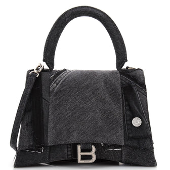 Balenciaga Hourglass Top Handle Bag Patchwork Denim Medium