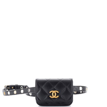 Chanel CC Flap Double Chain Belt Bag Quilted Goatskin Mini