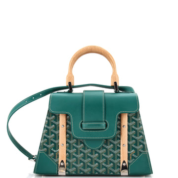 Goyard Saigon Top Handle Bag Coated Canvas with Leather PM