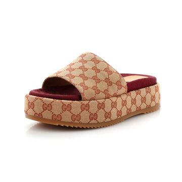 Gucci Women's Angelina Platform Slide Sandals GG Canvas