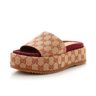Gucci Women's Angelina Platform Slide Sandals GG Canvas