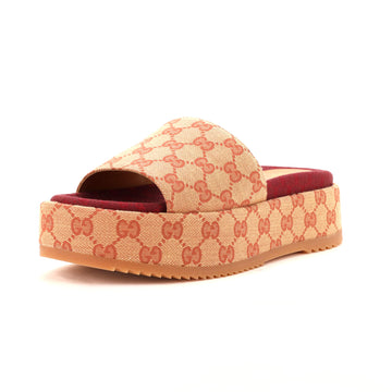 Gucci Women's Angelina Platform Slide Sandals GG Canvas