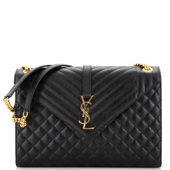 Saint Laurent Classic Monogram Envelope Satchel Mixed Matelasse Leather Large