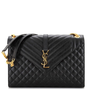 Saint Laurent Classic Monogram Envelope Satchel Mixed Matelasse Leather Large