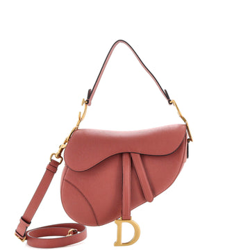 Christian Dior Saddle Handbag with Strap Leather Medium