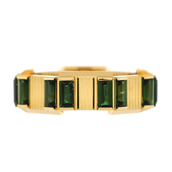 Gucci Link To Love Striped Ring 18K Yellow Gold and Tourmaline 6mm