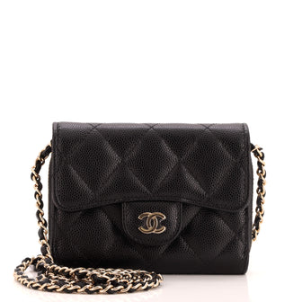 Chanel Classic Flap Clutch with Chain Quilted Caviar Small