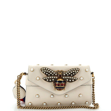 Gucci Broadway Pearly Bee Shoulder Bag Embellished Leather Mini