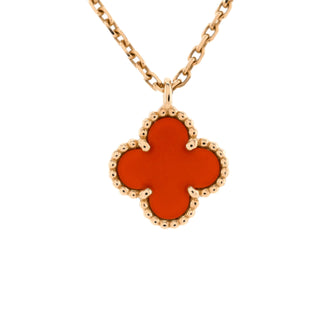 Van Cleef & Arpels Sweet Alhambra Pendant Necklace 18K Rose Gold and Carnelian