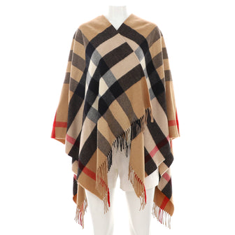 Burberry Women's Mega Check Cape Wool and Cashmere