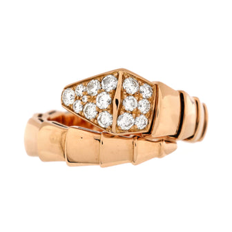 Bvlgari Serpenti Viper One-Coil Ring 18K Rose Gold with Diamonds Wide