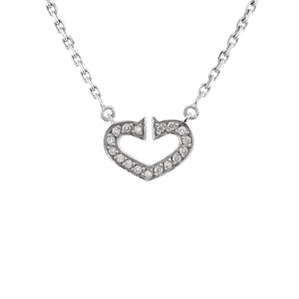 Cartier C Heart de Cartier Pendant Necklace 18K White Gold with Pave Diamonds