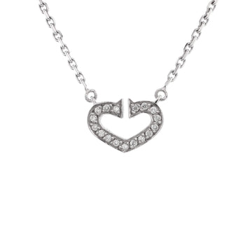 Cartier C Heart de Cartier Pendant Necklace 18K White Gold with Pave Diamonds