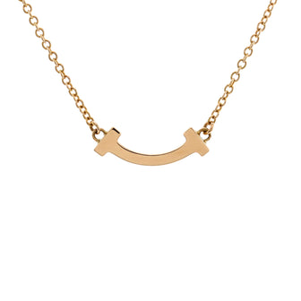 Tiffany & Co. T Smile Pendant Necklace 18K Yellow Gold Mini