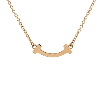 Tiffany & Co. T Smile Pendant Necklace 18K Yellow Gold Mini