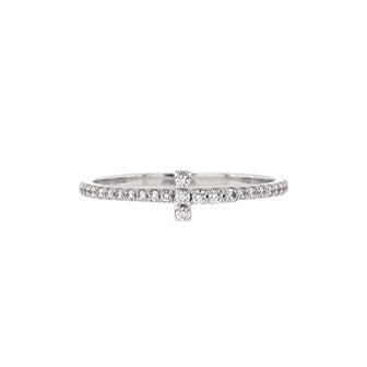 Tiffany & Co. T Wire Band Ring 18K White Gold with Pave Diamonds