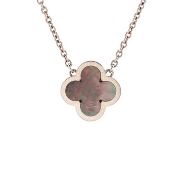 Van Cleef & Arpels Pure Alhambra Pendant Necklace 18K White Gold and Mother of Pearl