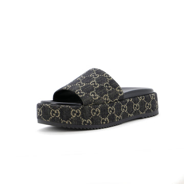 Gucci Women's Angelina Platform Slide Sandals GG Denim
