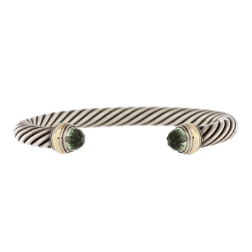David Yurman Cable Classic Bracelet Sterling Silver with 14k Yellow Gold and Prasiolite 7mm