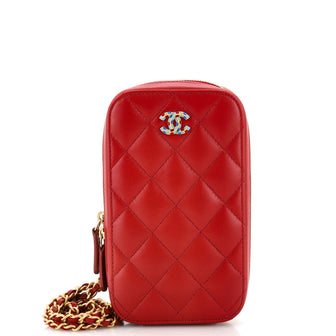 Chanel Zip Around Phone Case with Chain Quilted Lambskin